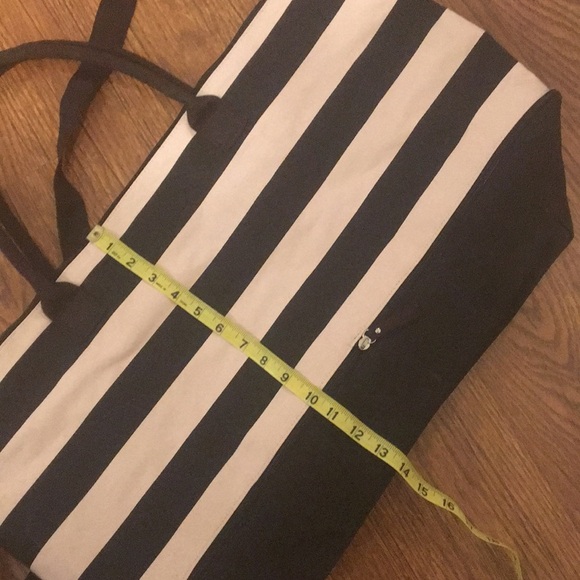 Victoria’s Secret Weekender Tote Bag Canvas Pink Black Striped - Picture 3 of 5